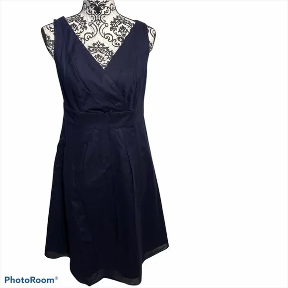 navy blue dress for baby girl Women's Lands' End Women's Collared Sleeveless Eyelet Tiered Shirt Dress main image 0